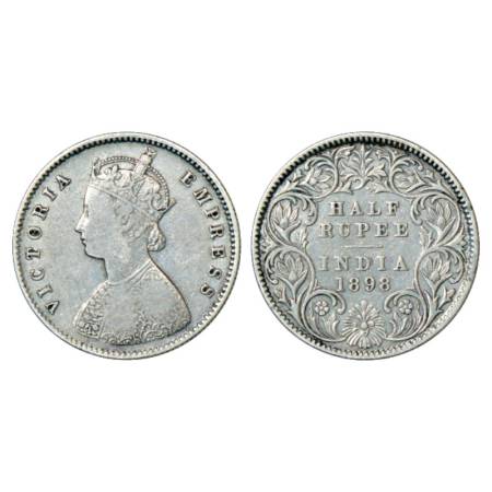 Victoria Empress, silver ½ rupee, 1898, Calcutta mint, A/I/'C' incused, PR 281, GK 661. Ab