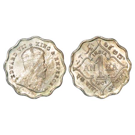 Edward VII, cupro-nickel 1anna, 1907, Bombay mint, 'B' incused, PR 926, GK 990. UNC, Rare 