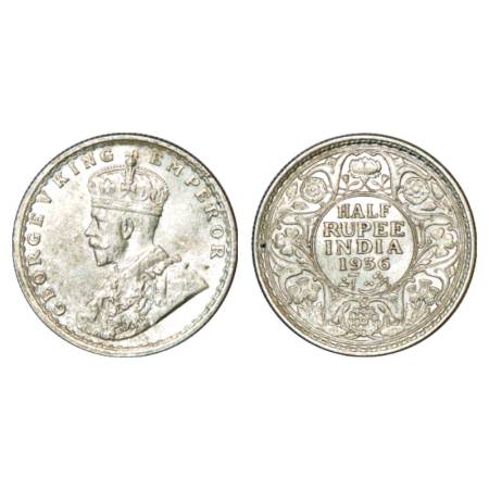 George V, silver ½ rupee, 1936, Calcutta mint, PR 335, GK 1075. UNC, Scarce.