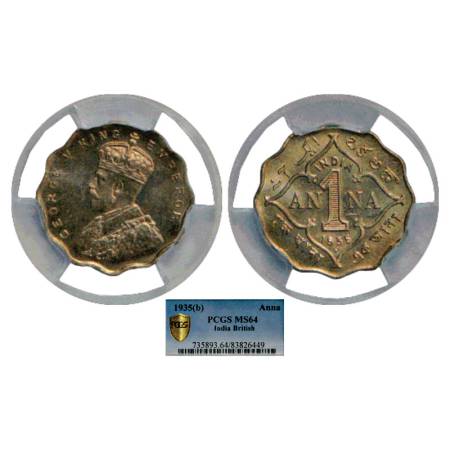 George V, cupro-nickel 1 anna, 1935, Bombay mint, PR 957, GK 1166. Graded as MS64 by PCGS,