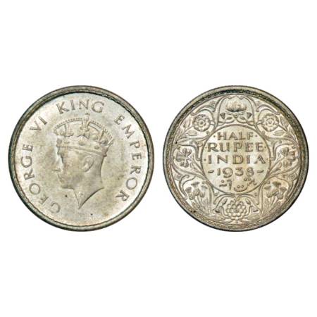 George VI, silver ½ rupee, 1938, Bombay mint, head type 'I', PR 351, GK 1294. UNC, Very sc
