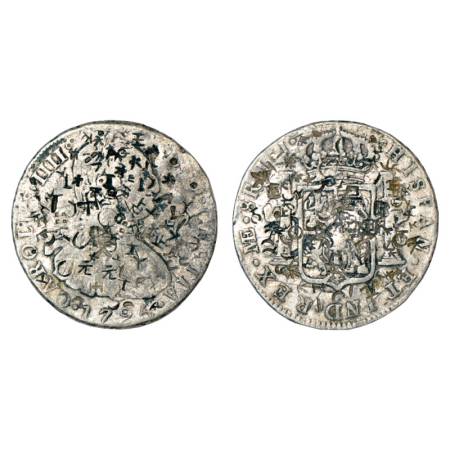 Peru, Carolus IIII, silver 8 reales, 26.40g, 1795, LIMAE IJ mintmark, countermarked with m