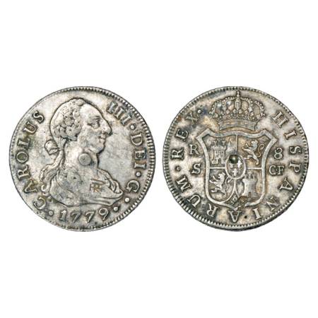 Spain, Carolus III, silver 8 reales, 26.79g, 1779, CF mintmark, KM 414.2. Test punch on re