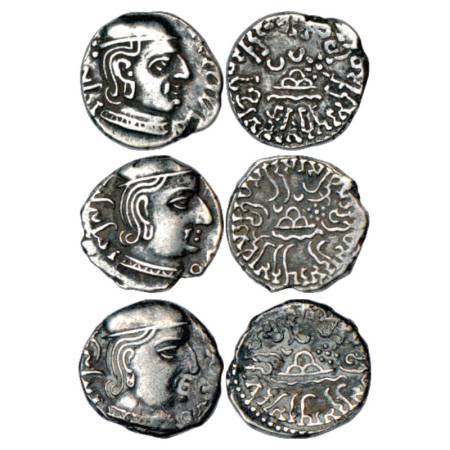 Western Kshatrapas, karddamaka dynasty, silver drachm (3), Rudrasena I (c.199-222 AD), dat