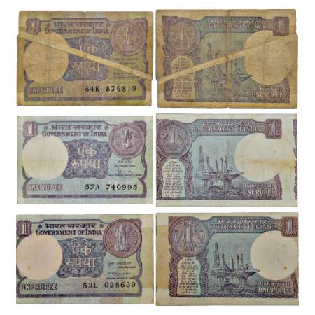 Republic of India, 1 rupee, misprint note (3), 1x signed by M. Narasimham, serial no.: 53L
