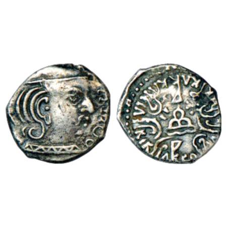 Western Kshatrapas, Karddamaka Dynasty, silver drachm of Swami Rudrasimha III (c.385-415 A