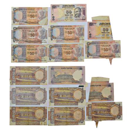 Republic of India, 50 rupees, misprint note (8), various Governor signs and various type o