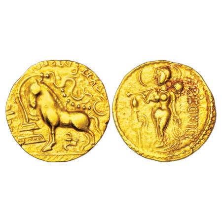 Gupta Empire - gold dinar of Samudra Gupta (c.345-375 AD), 'Ashwamedha' type, S. Kumar Cla