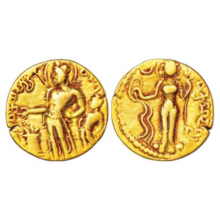 Gupta Empire - gold dinar of Chandra Gupta II (c.375-415 AD), 'Chhatra' type, Altekar Clas