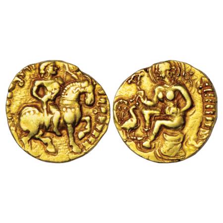 Gupta Empire - gold dinar of Kumara Gupta I (c.415-455 AD), 'Horseman' type, Altekar Class