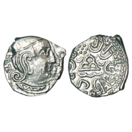 Western Kshatrapas, silver drachm of Rudrasena IV (380-385 AD?), Fishman 36.3.yx, 1.99g. O