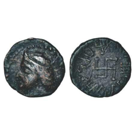 Paratarajas of Sindh and Baluchistan, copper drachm of Koziya (350-375 AD), ISCH 283.1D, 1