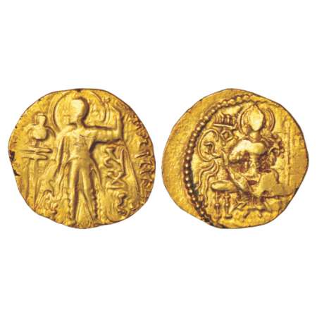 Gupta Empire, gold dinar of Samudra Gupta (350-375 AD), Gold Dinar of 'Standard' type, Alt