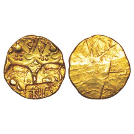 Kadambas of Hangal, gold punch-marked gadyana of Kirttivarma (1075-1116 AD), not published