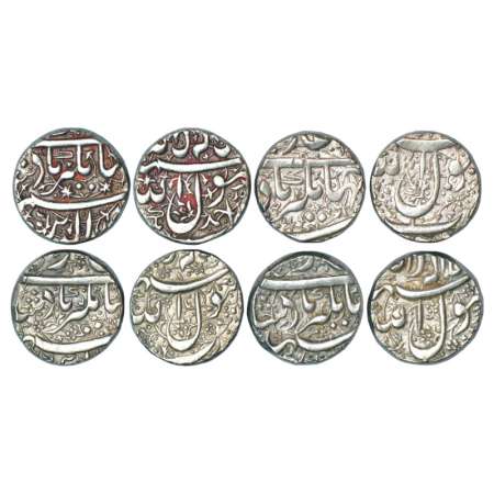 Jahangir (1605-1627 AD), silver rupee (4), 1x Ahmadnagar mint and 3x mint off flan. (4 coi