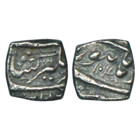 Jahangir (1605-1628 AD), silver 1/8th rupee, Burhanpur mint, RY 14, 1.36g. Obv: legend Jah