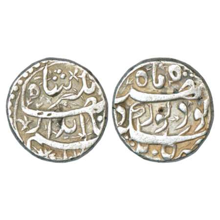 Jahangir (1605-1627 AD), silver rupee, Kabul mint, 'Noor Dah' couplet, RY 20. Obv: Arabic 