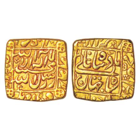 Shah Jahan (1628-1658 AD), gold token of mohur style, 10.78g. Very fine+, Rare.