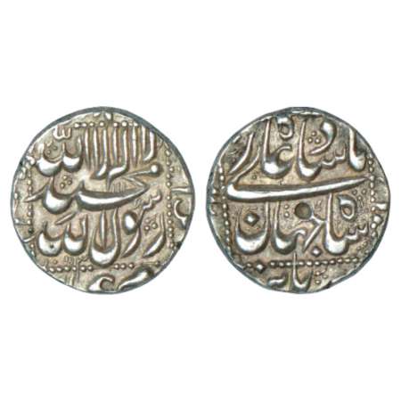 Shah Jahan (1628-1658 AD), silver ½ rupee, 5.71g, Burhanpur mint, AH 1053, unlisted in KM.