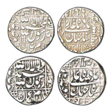 Shah Jahan (1628-1658 AD), silver rupee (2), 1x Daultabad mint in right quadrant, AH 1060/
