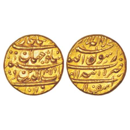 Shah Jahan (1628-1658 AD), gold mohur, 10.95g, Tatta mint, Isfandarmuz, AH 1051/RY 15, wit
