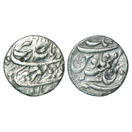 Aurangzeb (1659-1707 AD), silver rupee, Katak mint, with 'Mihr Muneer' in obverse couplet,