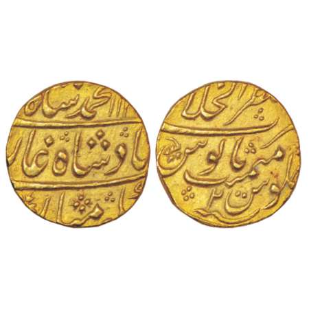 Muhammad Shah (1719-1748 AD), gold mohur, Mustaqir ul-Khilafat Akbarabad mint, 10.85g, AH 