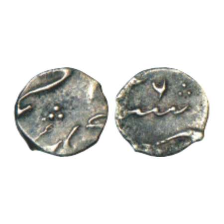 Muhammad Shah (1719-1748 AD), silver 1/32 rupee, 0.23g, Khujista Bunyad mint (by style), R