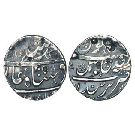 Muhammad Shah (1719-1748 AD), silver rupee, Purenda mint, (fully visible), RY Ahd, KM 436.