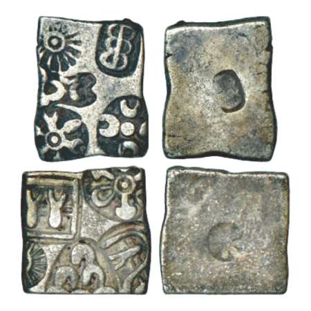 Post-Mauryan localized punch marked coinage struck on a 'Karshapana' style, (200- 150 BC),