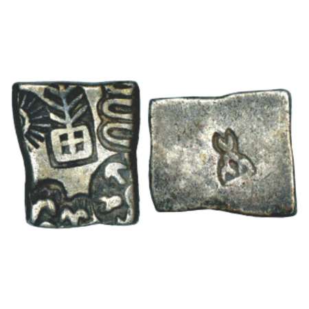 Post-Mauryan localized punch marked coinage struck on a 'Karshapana' style, Gandhara regio