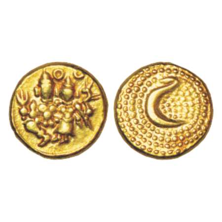 Mysore, Haider Ali (1761-1782 AD), gold pagoda, 3.43g. Obv: Shiva & Parvati seated. Rev: P