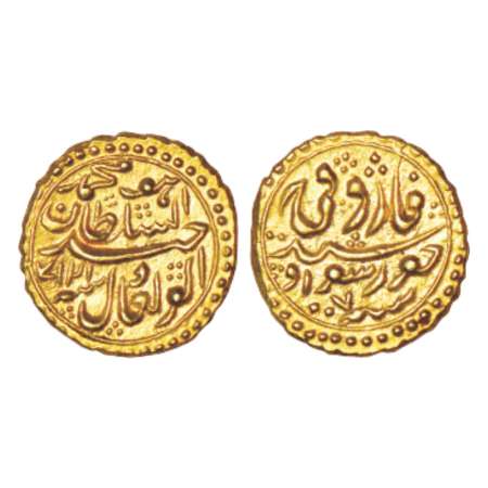 Mysore, Tipu Sultan (1787-1799 AD), gold farooqi, 3.41g. Khurshed Sawad mint, AM 1217/RY 7