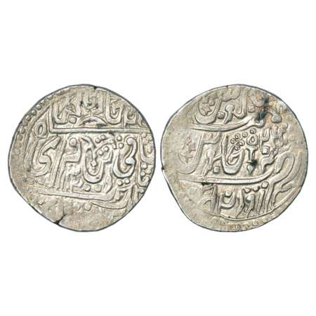 Datia, Gaja Shahi series, Devi Singh, silver nazarana double rupee, 21.83g, AH 1200/RY 26,