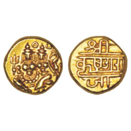 Mysore, Krishnaraja Wodeyar (1799-1868 AD), gold pagoda, 3.42g. Obv: Shiva Parvati seated.