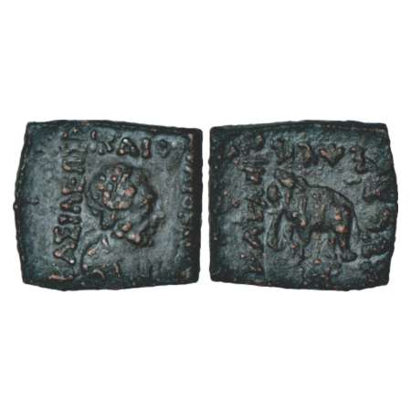 Indo-Greeks, copper unit of Heliocles II (110-100 BC), BN series 7, cleaned and accretions