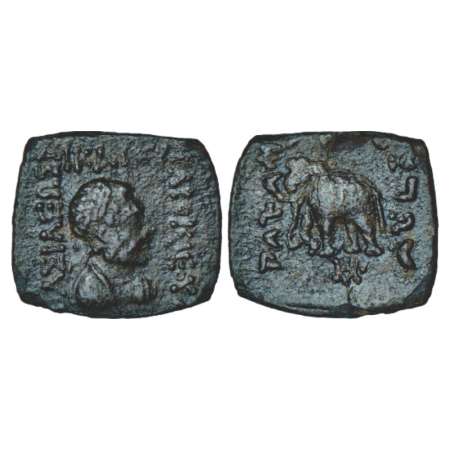 Indo-Greeks, copper unit of Heliocles II (110-100 BC), BN series 7, cleaned and accretions