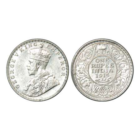 George V, silver rupee, 1915, Bombay mint, dot, PR 221; GK 1032. Uncirculated, Very scarce