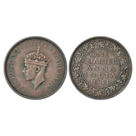 George VI, copper ¼ annas, 1941, Bombay mint, head type II, PR 693, GK 1428. Very fine, Ra