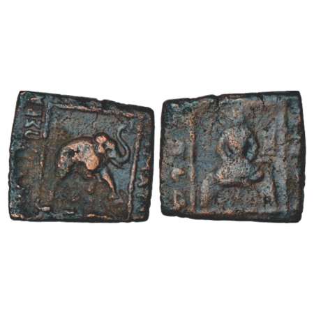 Indo-Scythians, copper unit of Maues (90-60 BC), ISCH 15.1, cleaned and accretions removed