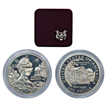 United State of America, 1999, Dolley Madison, commemorative silver dollar, 26.73g, proof,