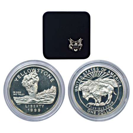 United State of America, 1999, Yellow stone national park silver dollar, 26.73g, proof, Ph