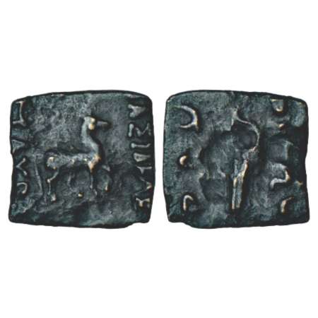Indo-Scythians, copper ½ unit of Maues (90-60 BC), ISCH 6.1, cleaned and accretions remove