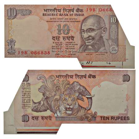 Republic of India, 10 rupees, misprint, signed by Bimal Jalan, serial no.: 19B 066838, ins