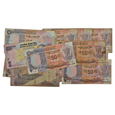 Republic of India, 50 rupees, misprint (22), signed by various Governors', includes serial