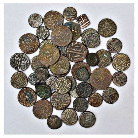 A group of 50 sultanate billon & copper coins, includes Delhi Sultan, Gujarat Sultan and M
