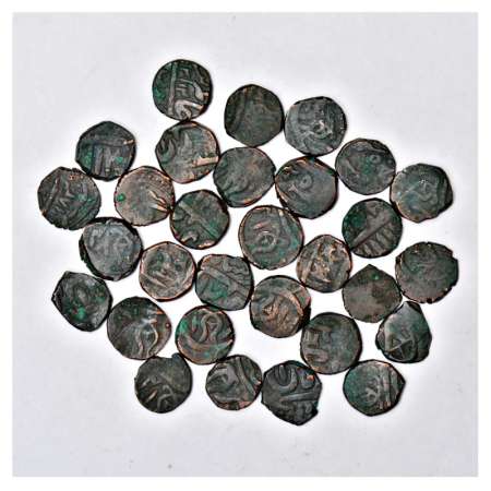 A group of 30 Maratha & Princely state copper coins, includes Fish mint mark type, various