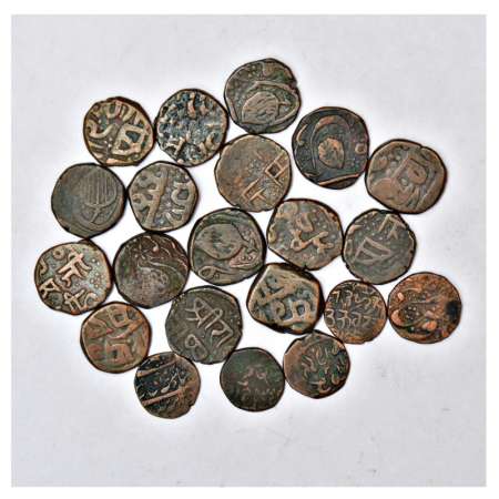 A group of 21 Independent Kingdom and Princely State copper coins, 16x Sikh Empire, paisa 