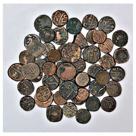 A group of 53 Independent Kingdom and Princely State copper coins, various state mint, wei
