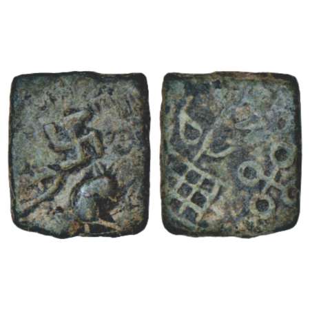 Satavahanas, Siri Satakani (100-50 BC), 'lion' type copper coin from Nasik region, 5.93g. 